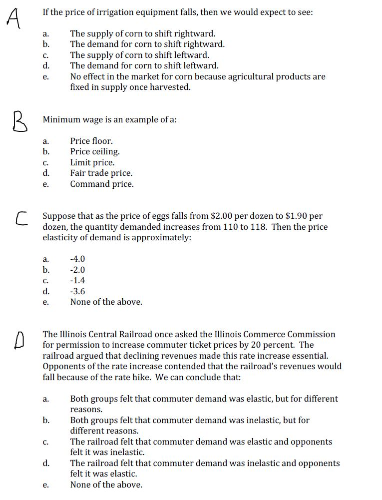 Solved If The Price Of Irrigation Equipment Falls Then W