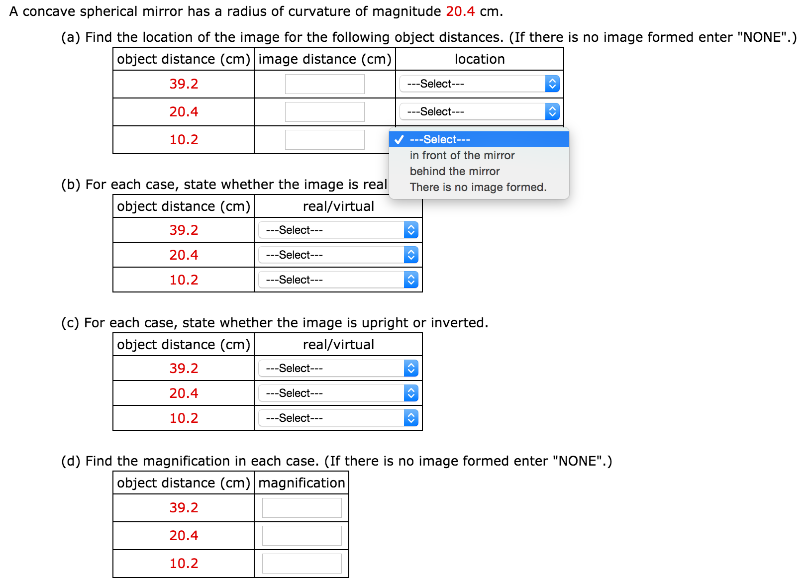 A Concave Spherical Mirror Has A Radius Of Curvature Chegg 