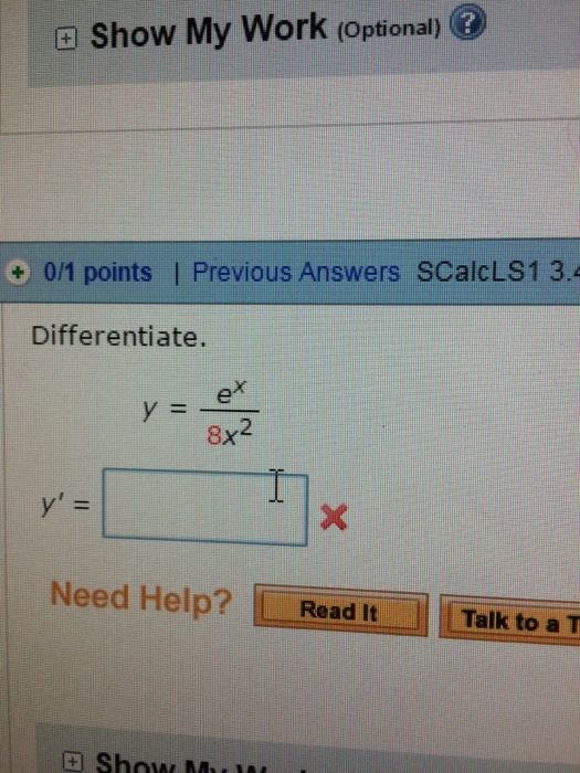 Solved Differentiate Y E X 8x 2 Y Chegg Com