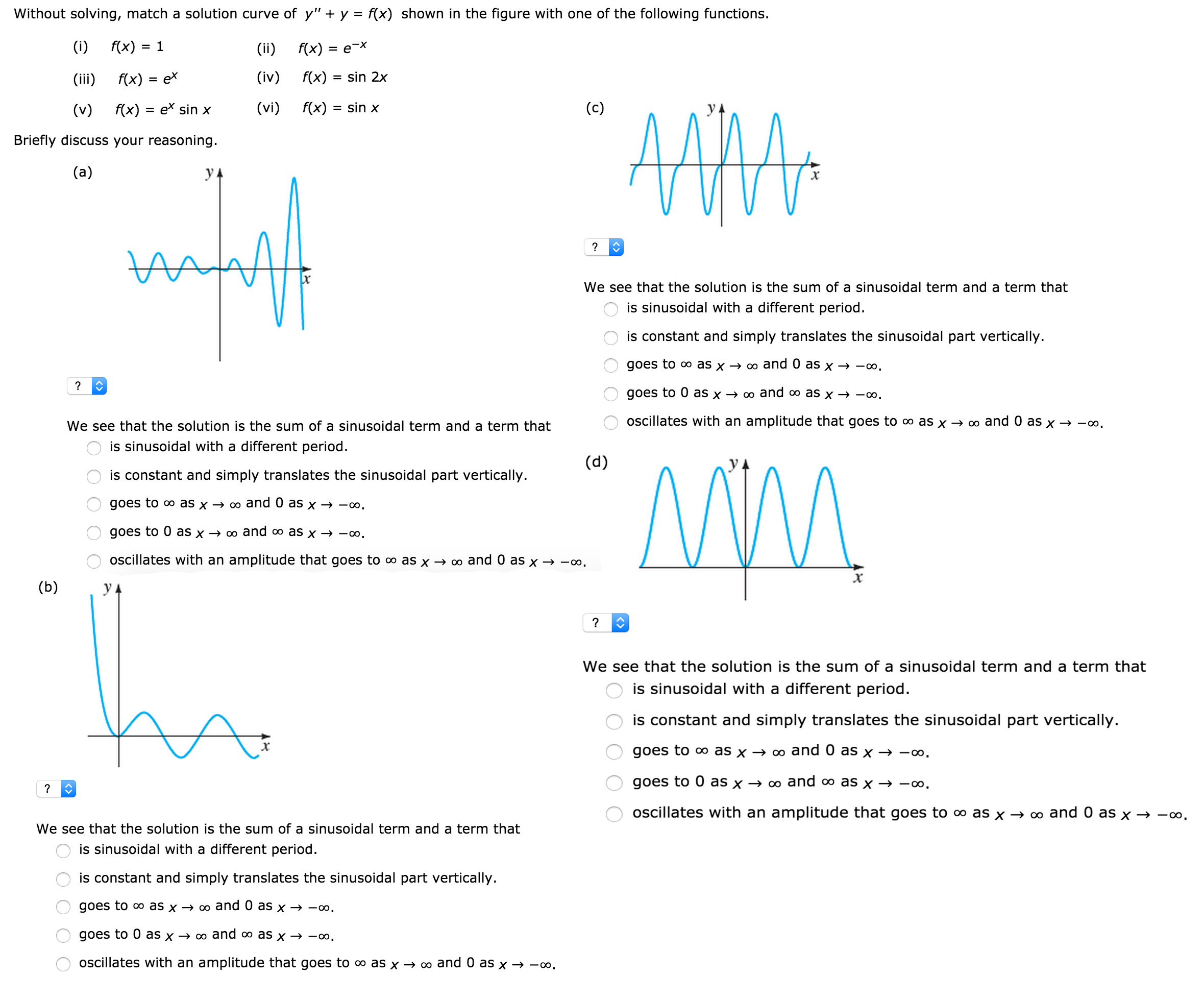 Solved Without Solving Match A Solution Curve Of Y Y Chegg Com