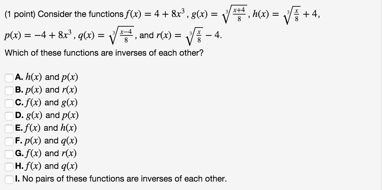 Solved Consider The Functions F X 4 8x 3 P X 4 Chegg Com