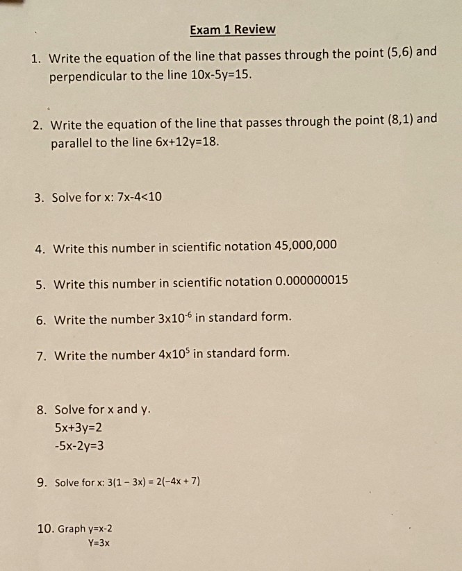 The Line Of ... 1 The 1. Equation Th Write Review Solved: Exam