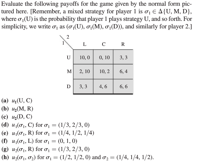 Solved Evaluate The Following Payoffs For The Game Given Chegg Com