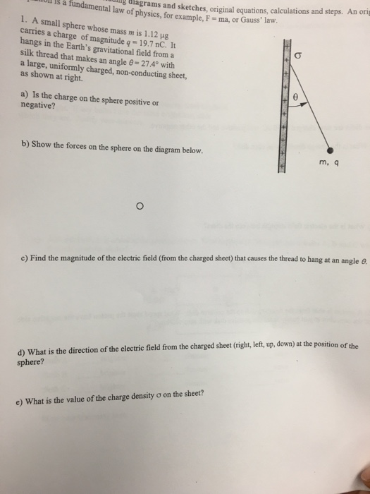 Solved A Small Sphere Whose Mass M Is 1 12 Mu G Carries A Chegg Com