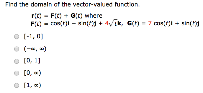 Solved Find The Domain Of The Vectorvalued Function. R(t