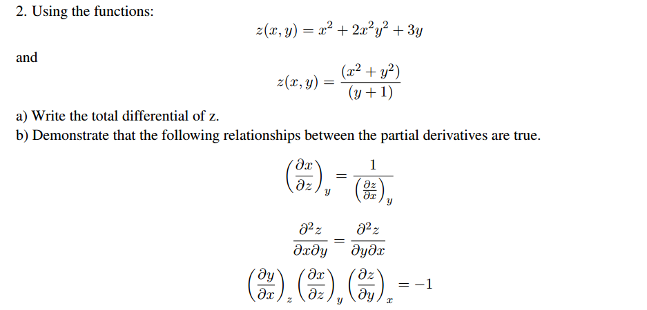 Solved 2 Using The Functions Z X Y X 2 2x 2y 2 3