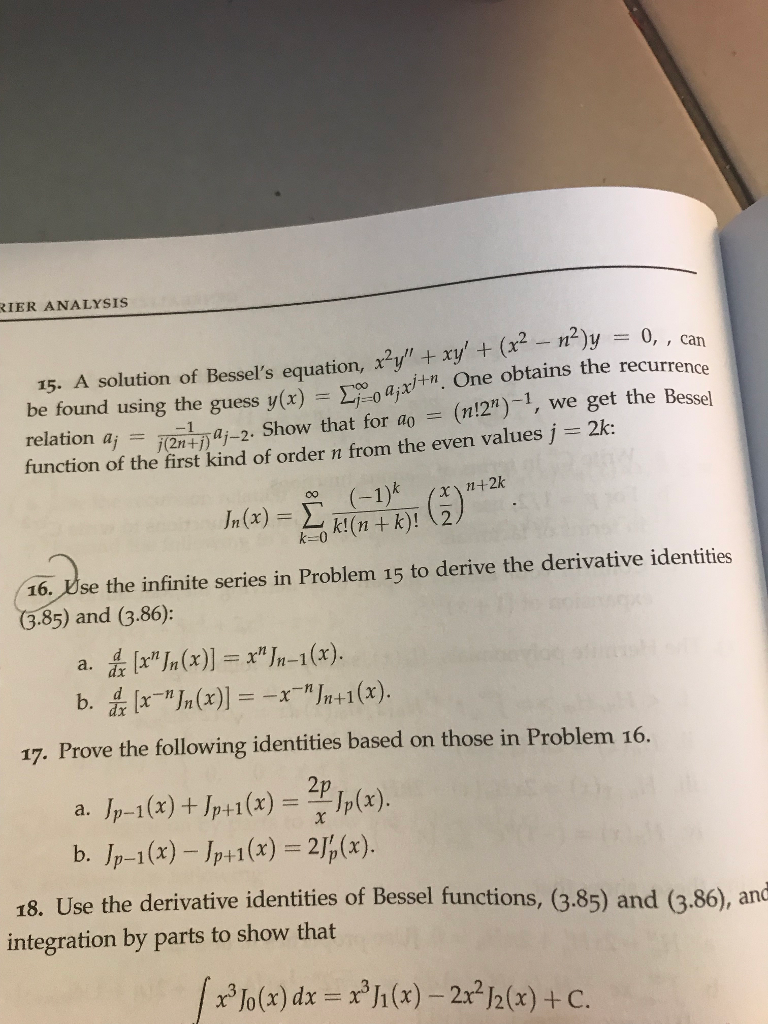Solved Ier Analysis 15 A Solution Of Bessel S Equation Chegg Com