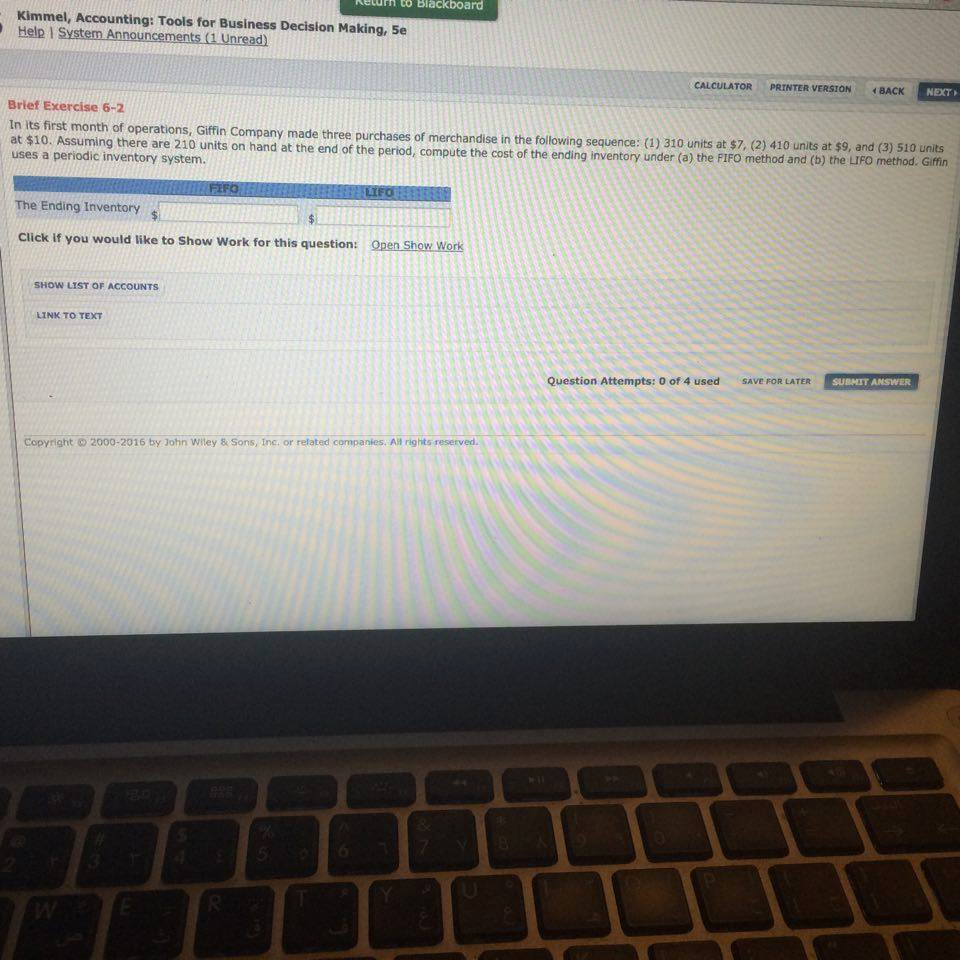 Relun 5 Blackboard Kimmel, Accounting: Tools for Business Decision Making,  Se Help I