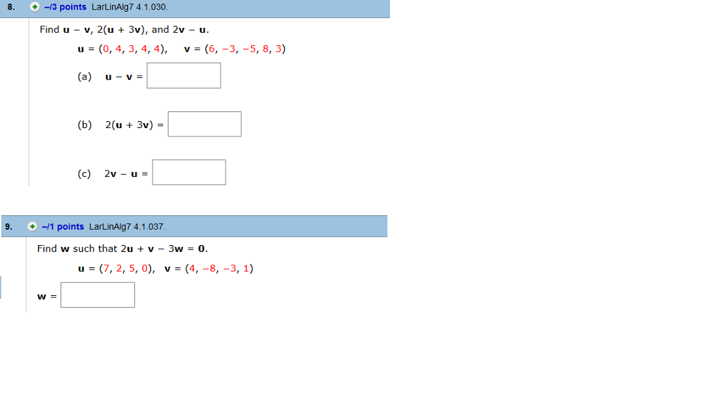 Solved Find U V 2 U 3v And 2v U U 0 4 3 4 Chegg Com