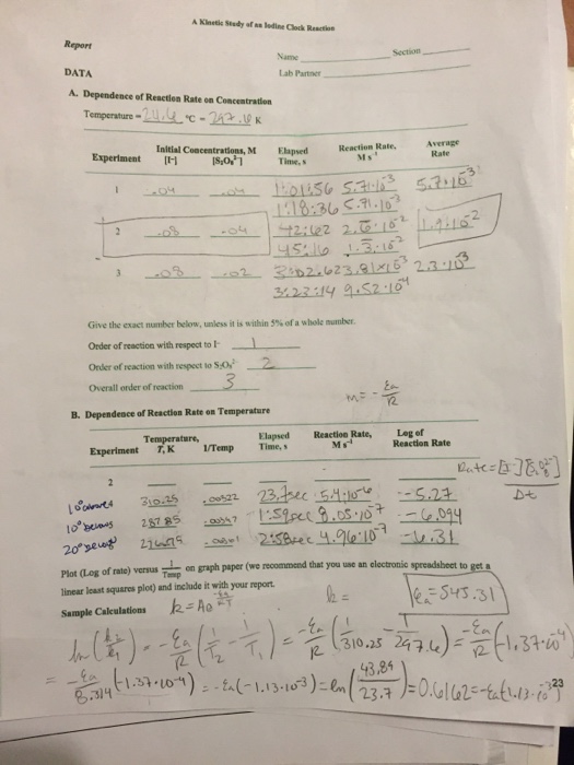 According To The Lab Kinetics Of An Iodine Clock Chegg Com