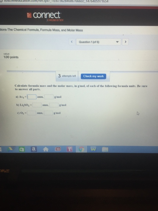Solved Calculate Formula Mass And The Molar Mass, In G/mo