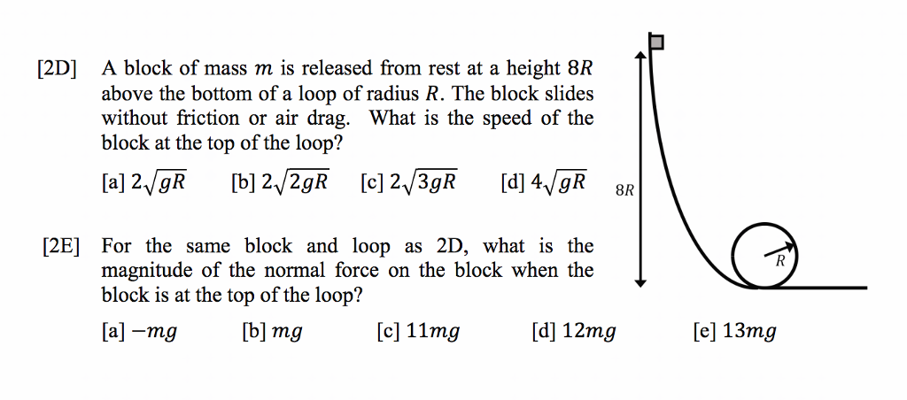 Calculate speed and normal force at top of loop? For