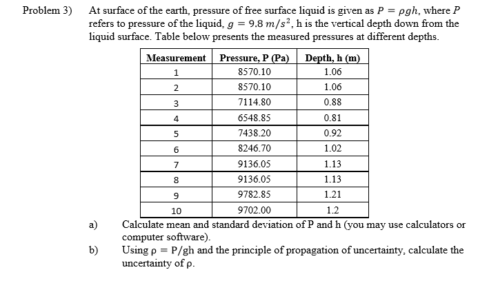 Solved Problem 3 At Surface Of The Earth Pressure Offre Chegg Com