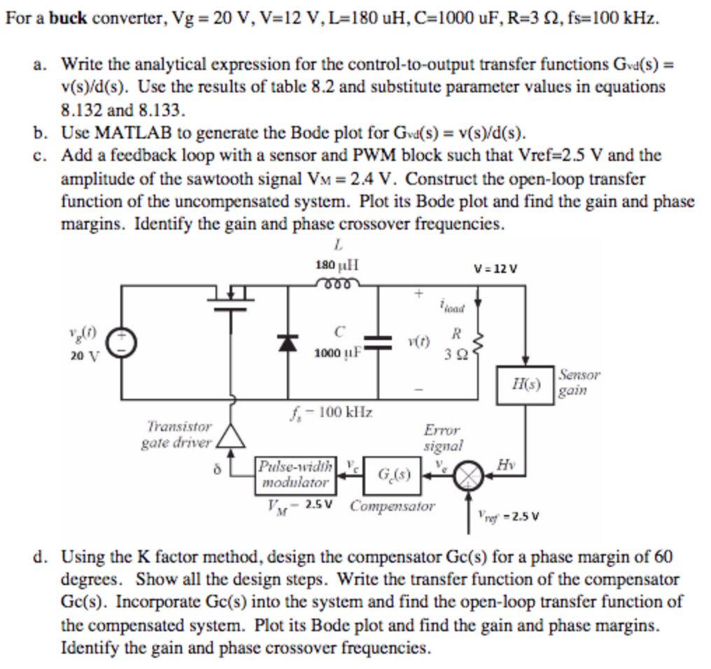 For A Buck Converter Vg V V 1 2 V L 180 Uh Chegg Com