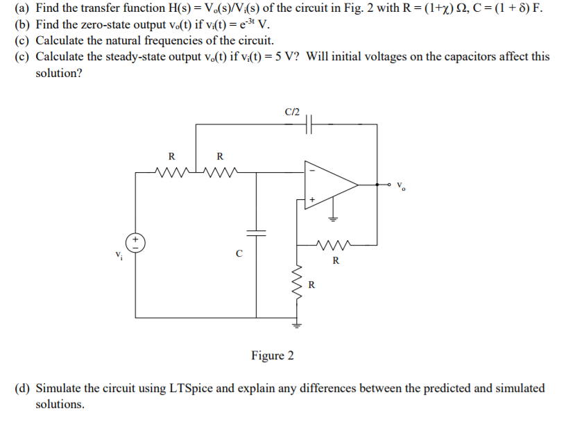 Solved A Find The Transfer Function H S Vo S Vi S Chegg Com