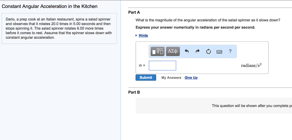Solved Constant Angular Acceleration In The Kitchen Part