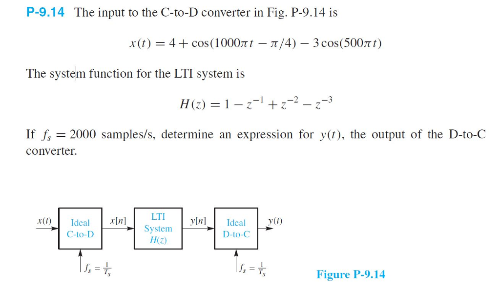 Solved The Input To The C To D Converter In Fig P 9 14 I Chegg Com