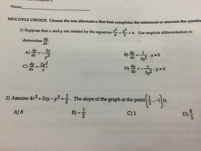 Solved Suppose That X And Y Are Related By The Equation Chegg Com