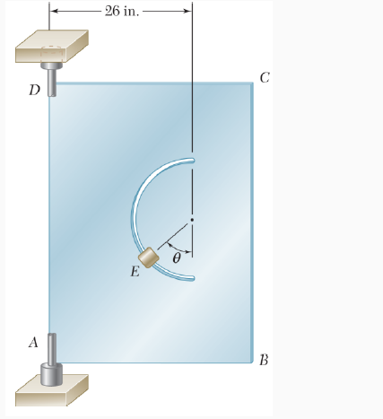 A semicircular slot of 10-in. radius is cut in a f