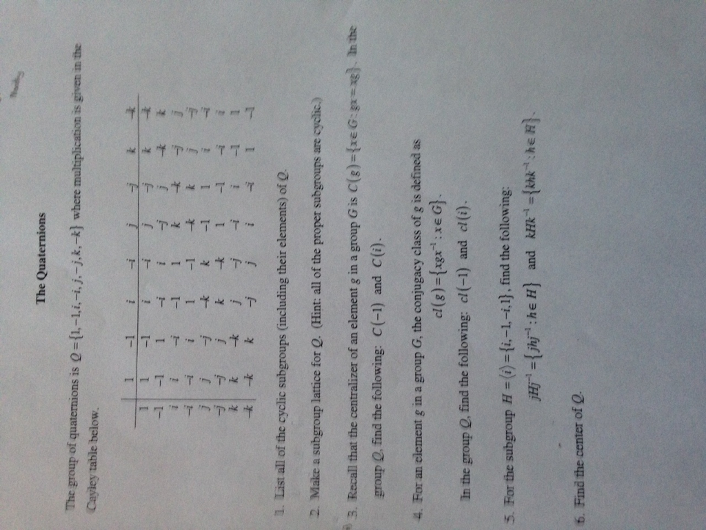Solved The Group Of Quaternions Is Q 1 1 I I J Chegg Com