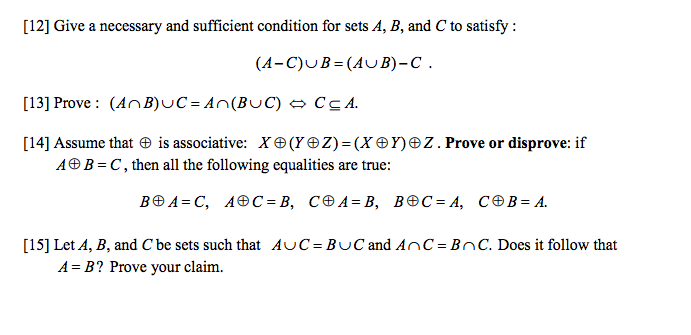 Solved Give A Necessary And Sufficient Condition For Sets Chegg Com