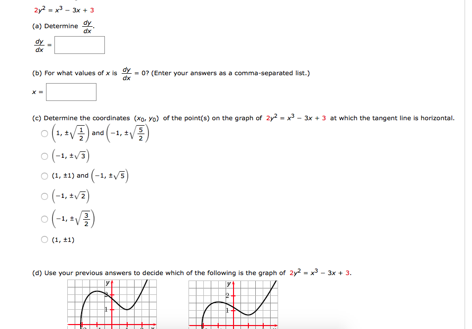 2y 2 X 3 3x 3 Determine Dy Dx Dy Dx For Chegg Com