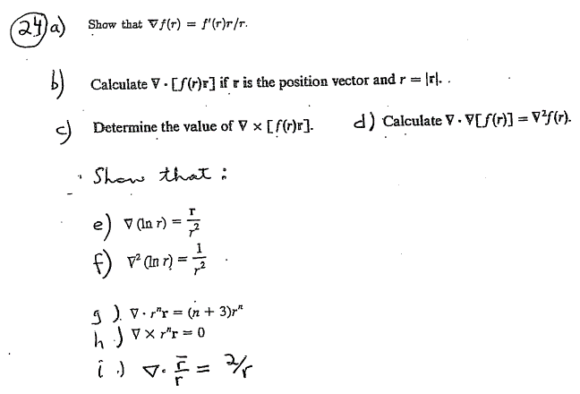 Solved 24 A Show That F R F R R R Calculate V U R Chegg Com