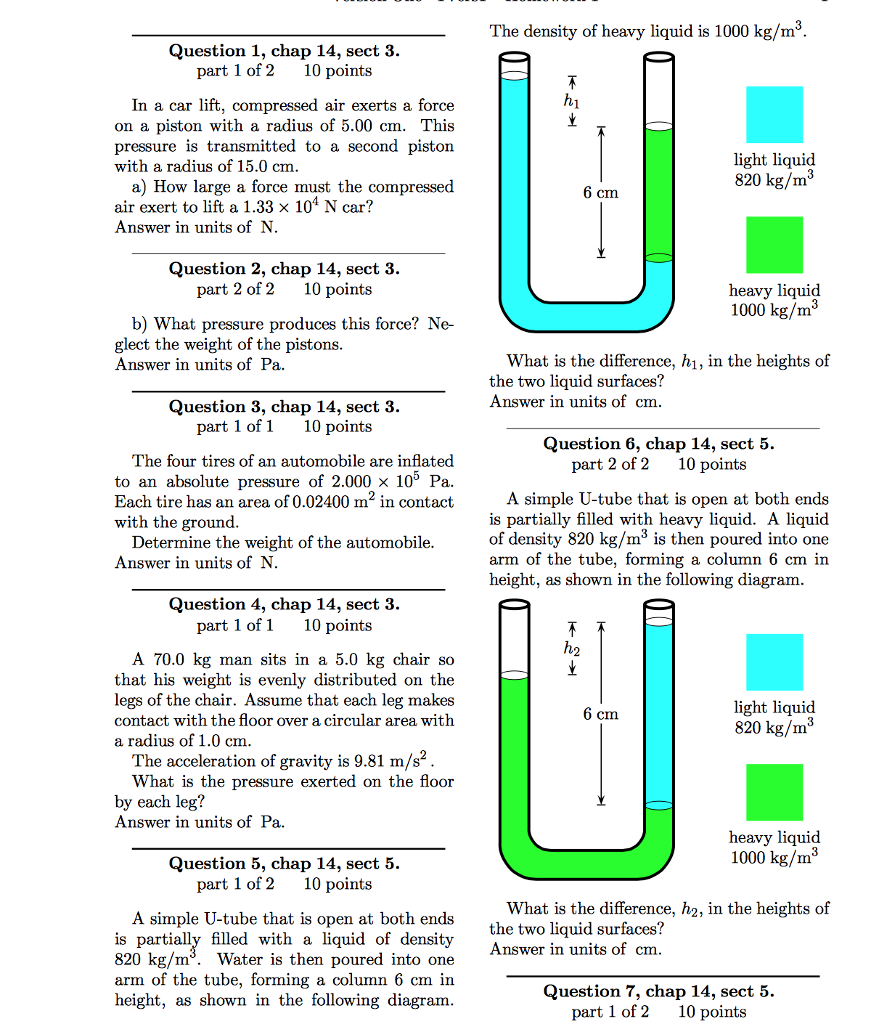 Solved In A Car Lift Compressed Air Exerts A Force On A