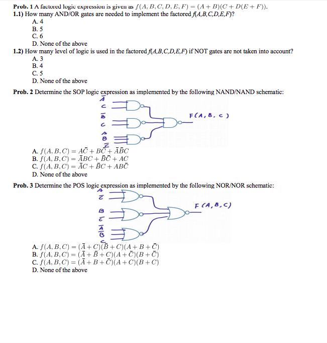 Solved Prub 1 A Facluled Logic Apression Is Given As F A Chegg Com