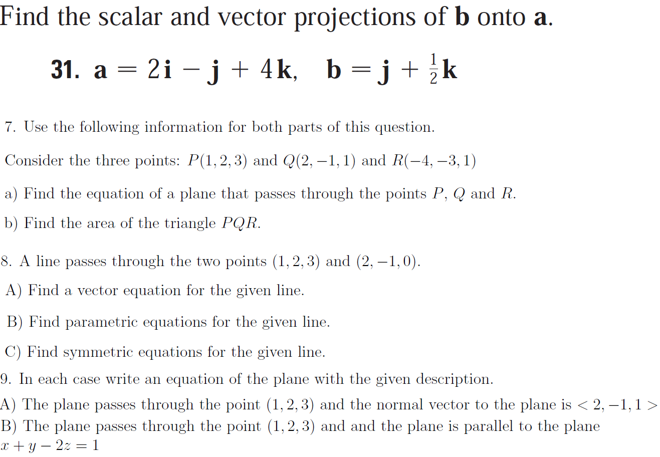Solved Find The Scalar And Vector Projections Of B Onto A Chegg Com