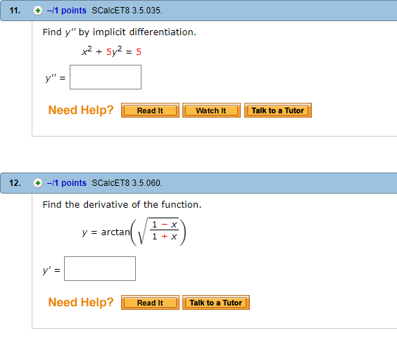 3.3 implicit differentiation homework image