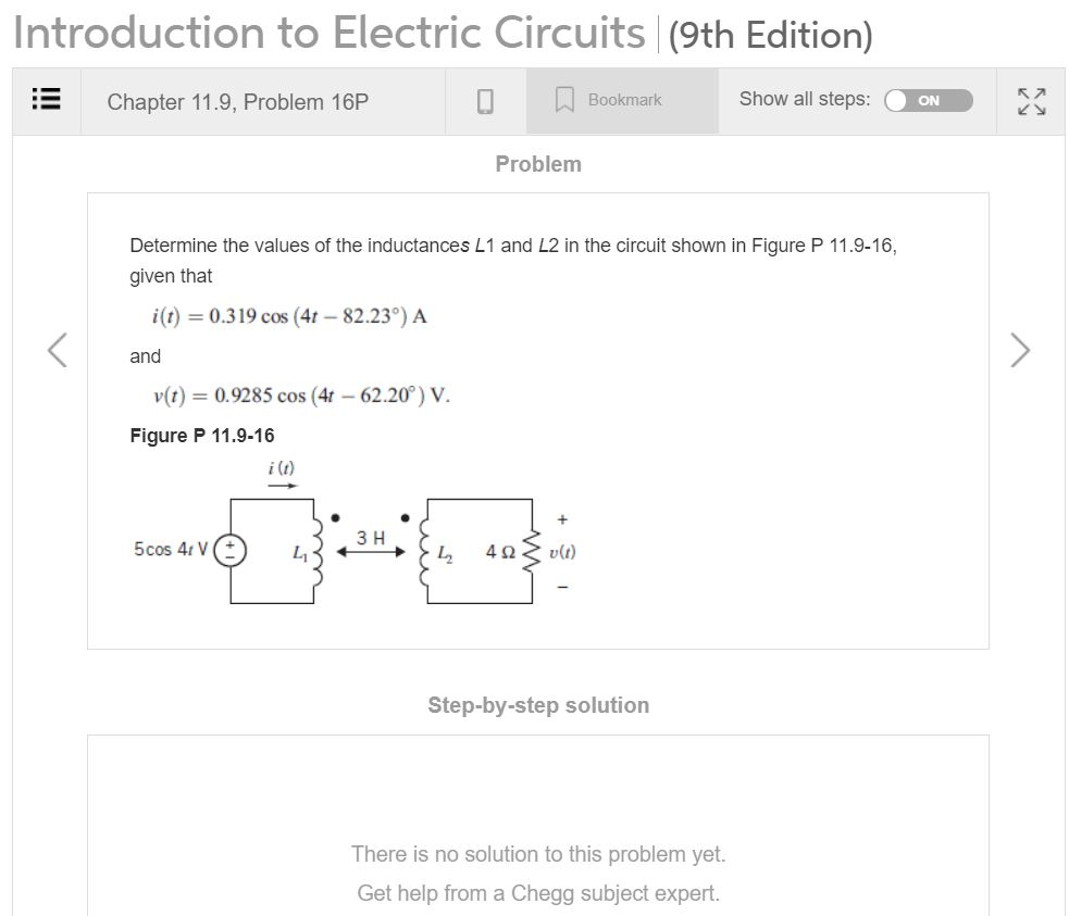 solved introduction to electric circuits (9th edition) ch