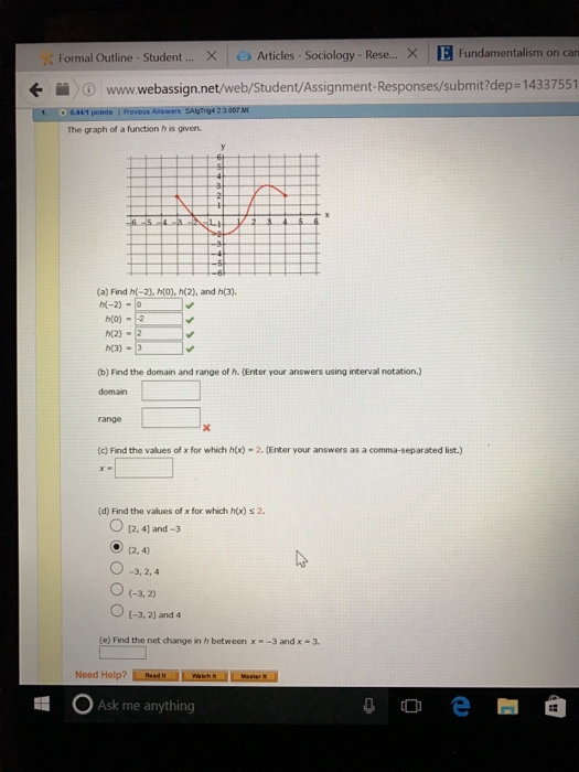 Solved The Graph Of A Function H Is Given Find H 2 H Chegg Com