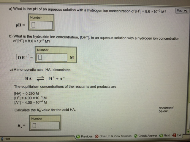 Solved A What Is The Ph Of An Aqueous Solution With A Hy Chegg Com