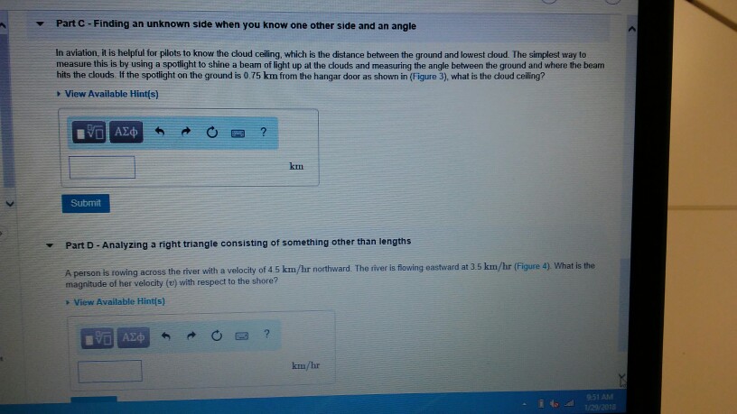 Part C Finding An Unknown Side When You Know One O Chegg Com
