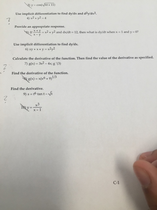 Use Implicit Differentiation To Find Dy Dx And Chegg Com