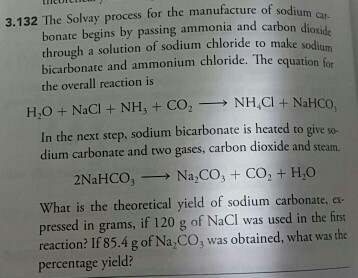 Solved 3 132 The Solvay Process For The Manufacture Of Chegg Com