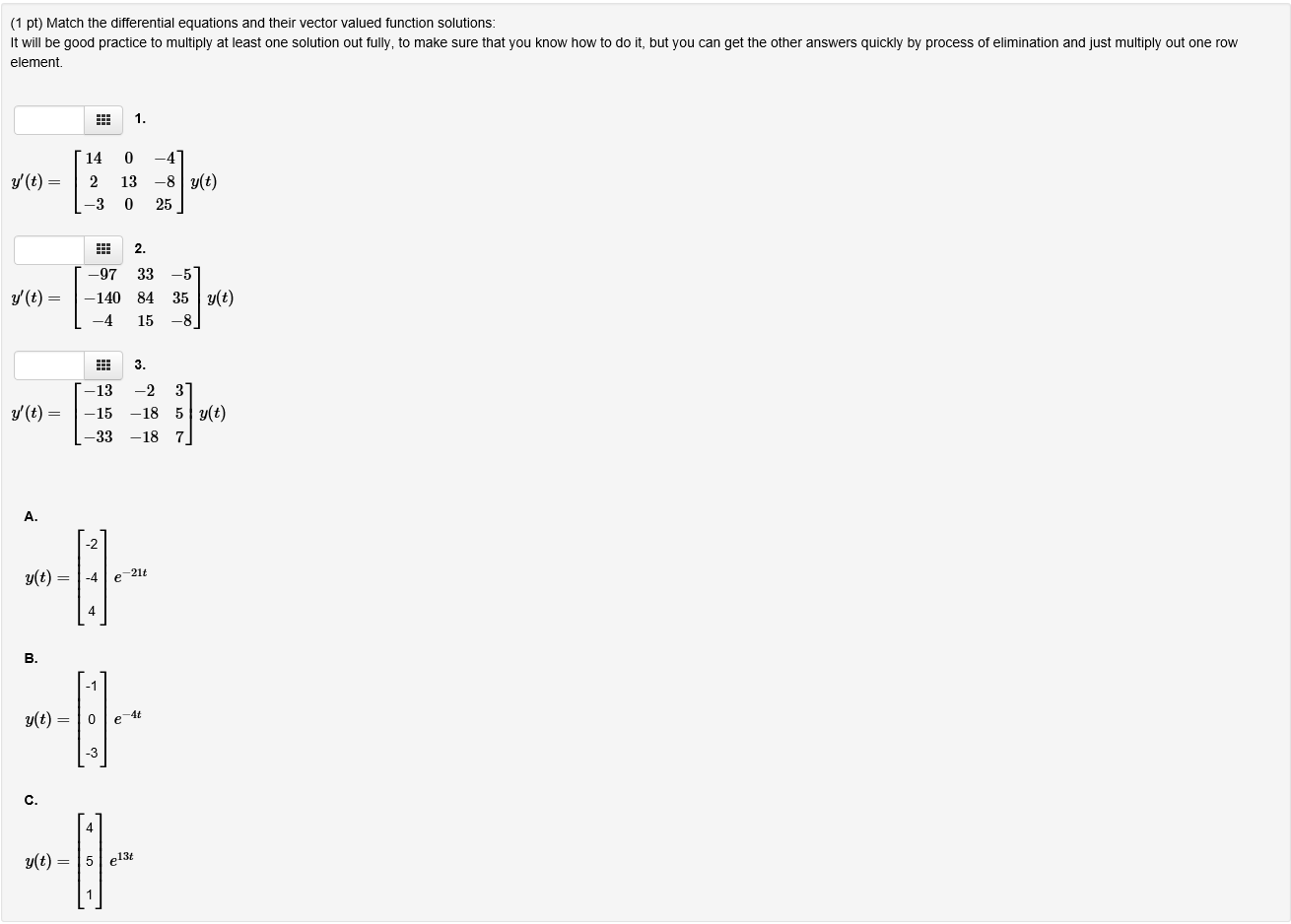 Match The Differential Equations And Their Vector Chegg 