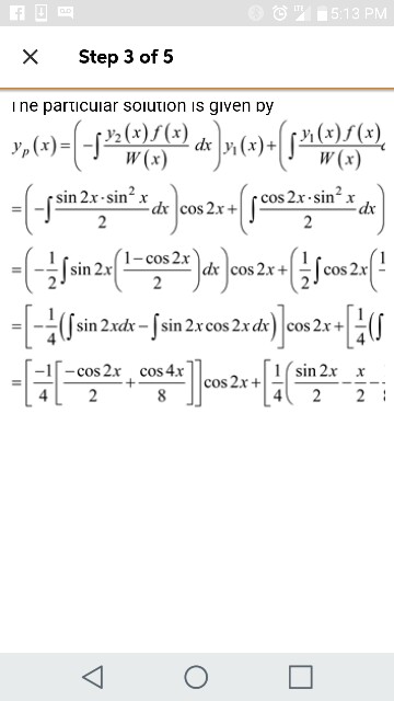 Solved 5 13 Pm X Step 3 Of 5 I Ne Particuiar Soiution Is Chegg Com
