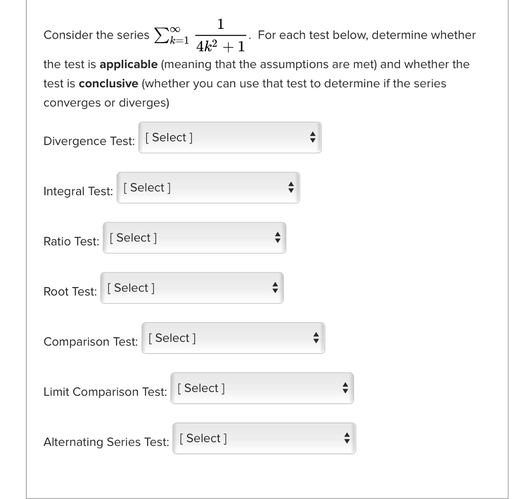 Solved Consider The Series S For Each Test Below Chegg Com