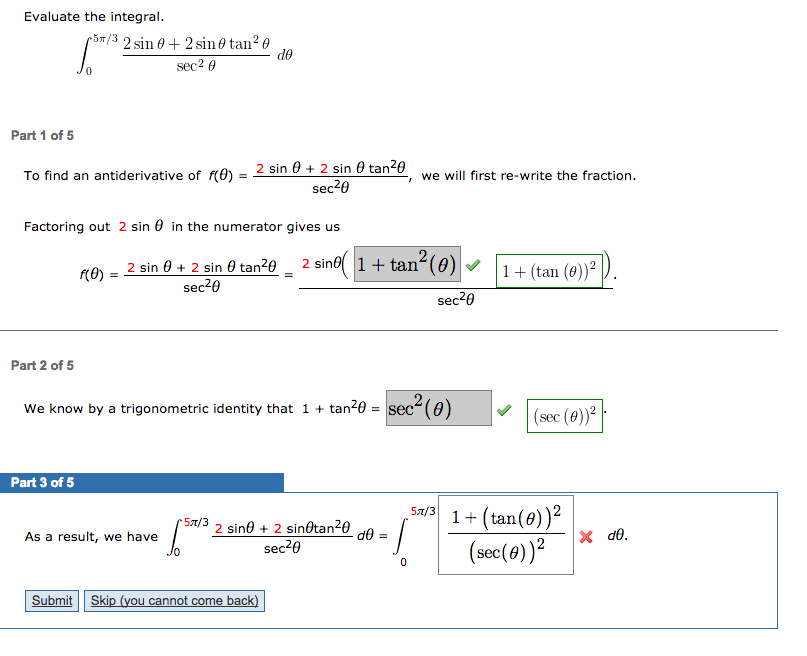 Solved Evaluate The Integral Integral 5pi 3 0 2 Sin Thet Chegg Com