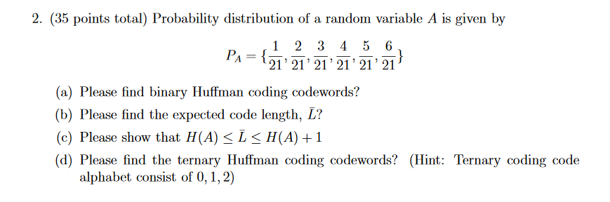 Solved Probability Distribution Of A Random Variable A Is