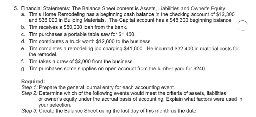 Solved Financial Statements The Balance Sheet Content Is