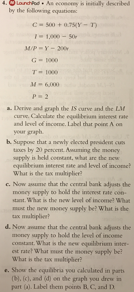 Solved An Economy Is Initially Described By The Following Chegg Com