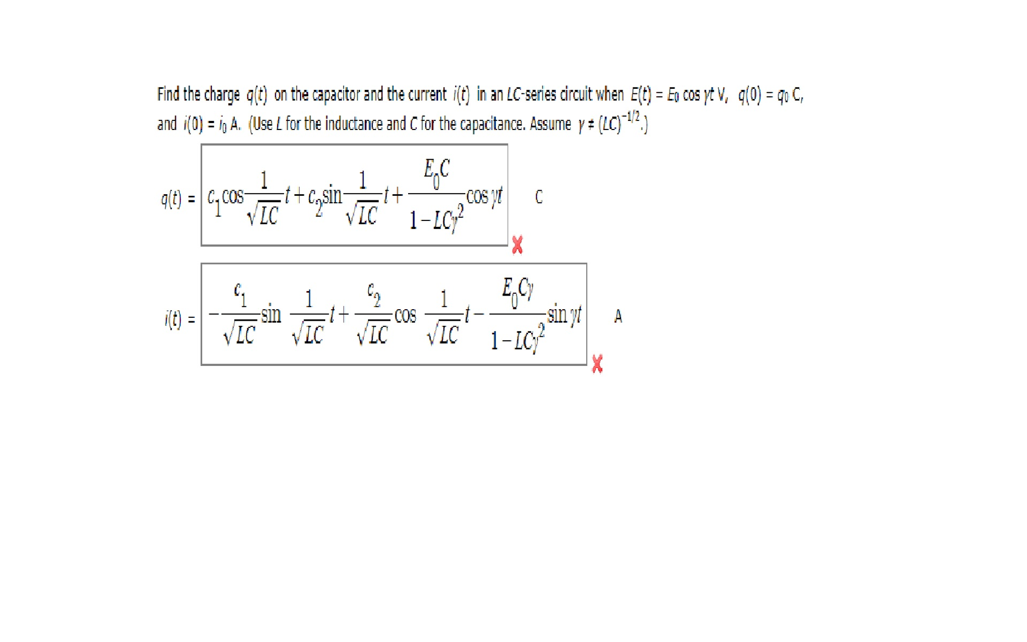 Find The Charge G T On The Capacitor And The Curr Chegg Com