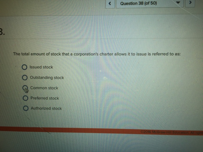Solved The Total Amount Of Stock That A Corporation's Cha