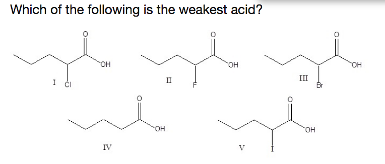 Solved Which Of The Following Is The Weakest Acid? Oh Oh Oh | Chegg.com Solved Which Of The Following Is The Weakest Acid? Oh Oh Oh | Chegg.com