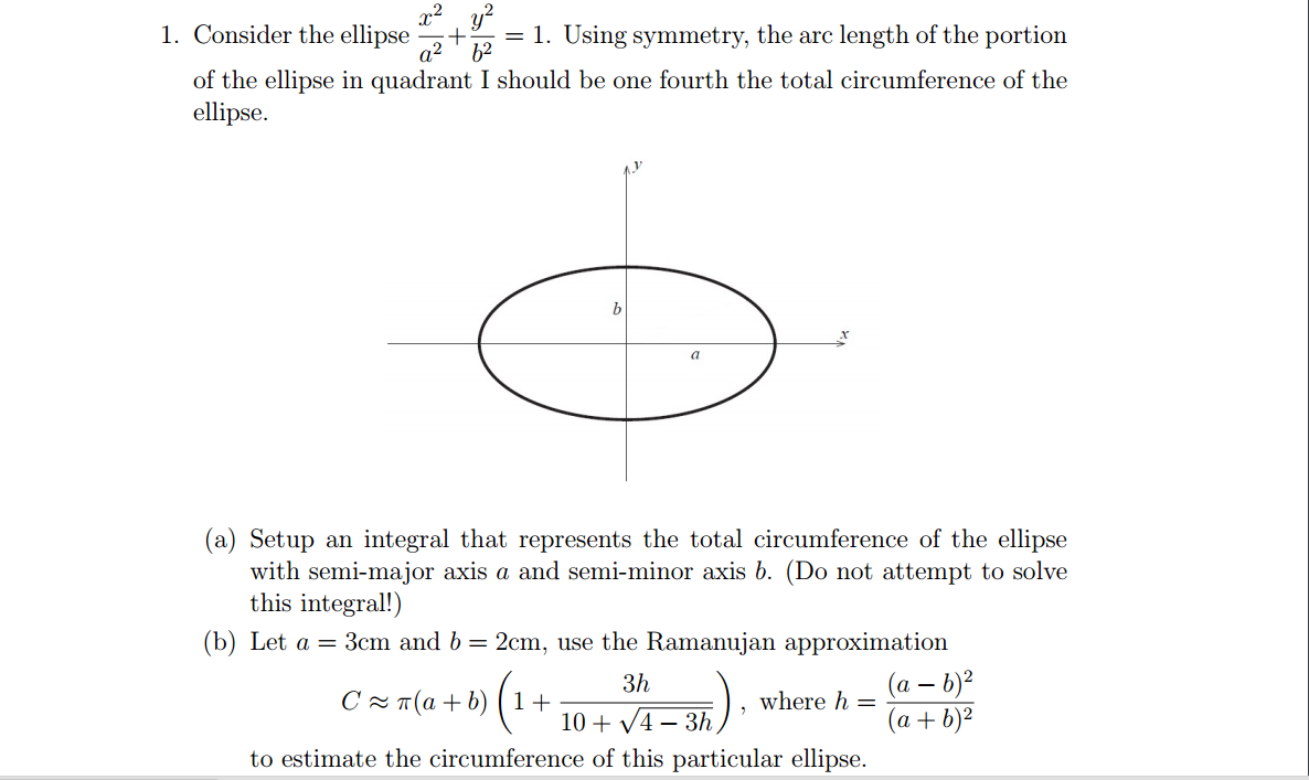 Solved Consider The Ellipse X 2 A 2 Y 2 B 2 1 Using Chegg Com