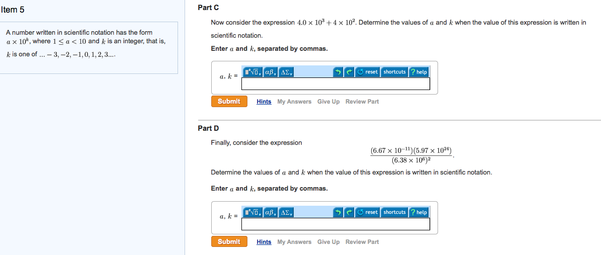 Solved Item 5 Part A Determine The Values Of A And K When