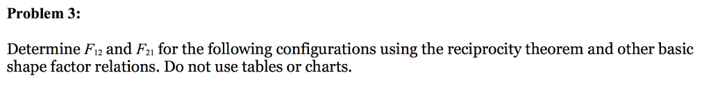 Solved Problem 3: Determine F12 and F21 for the following | Chegg.com